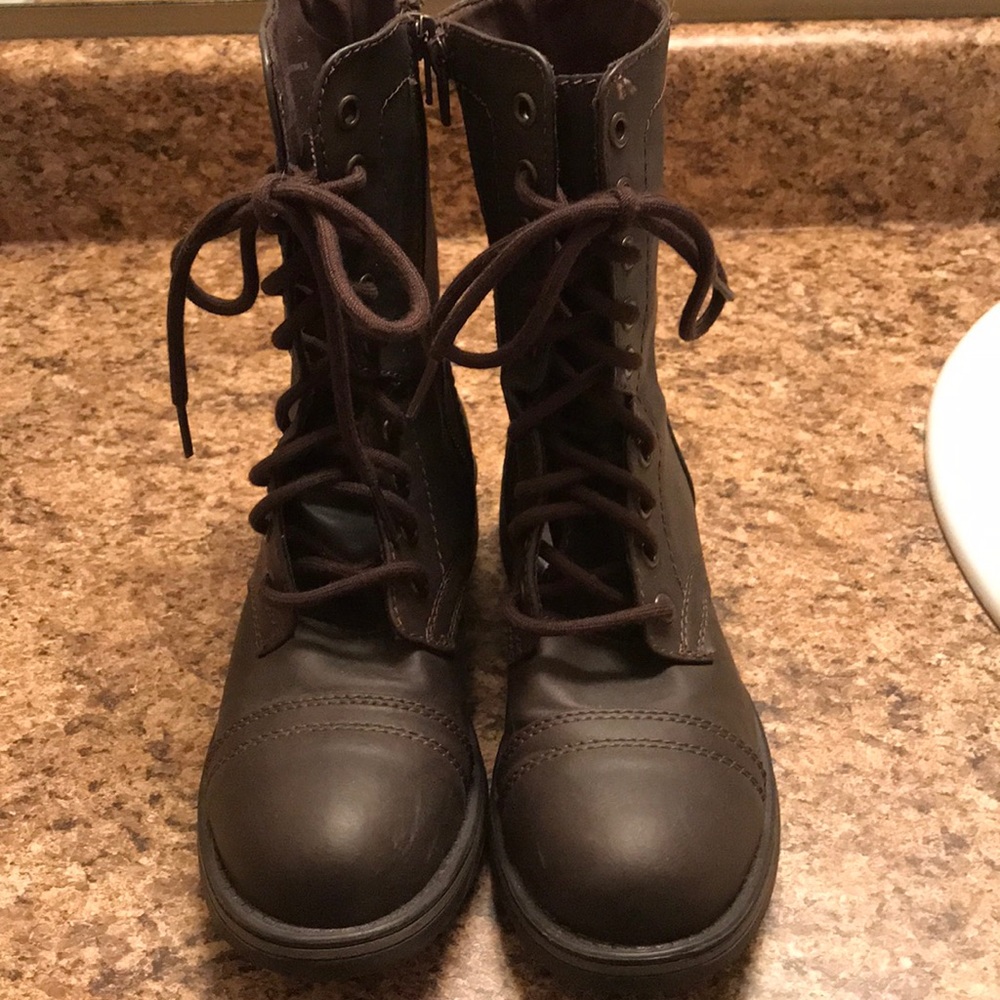 Dark brown combat boots